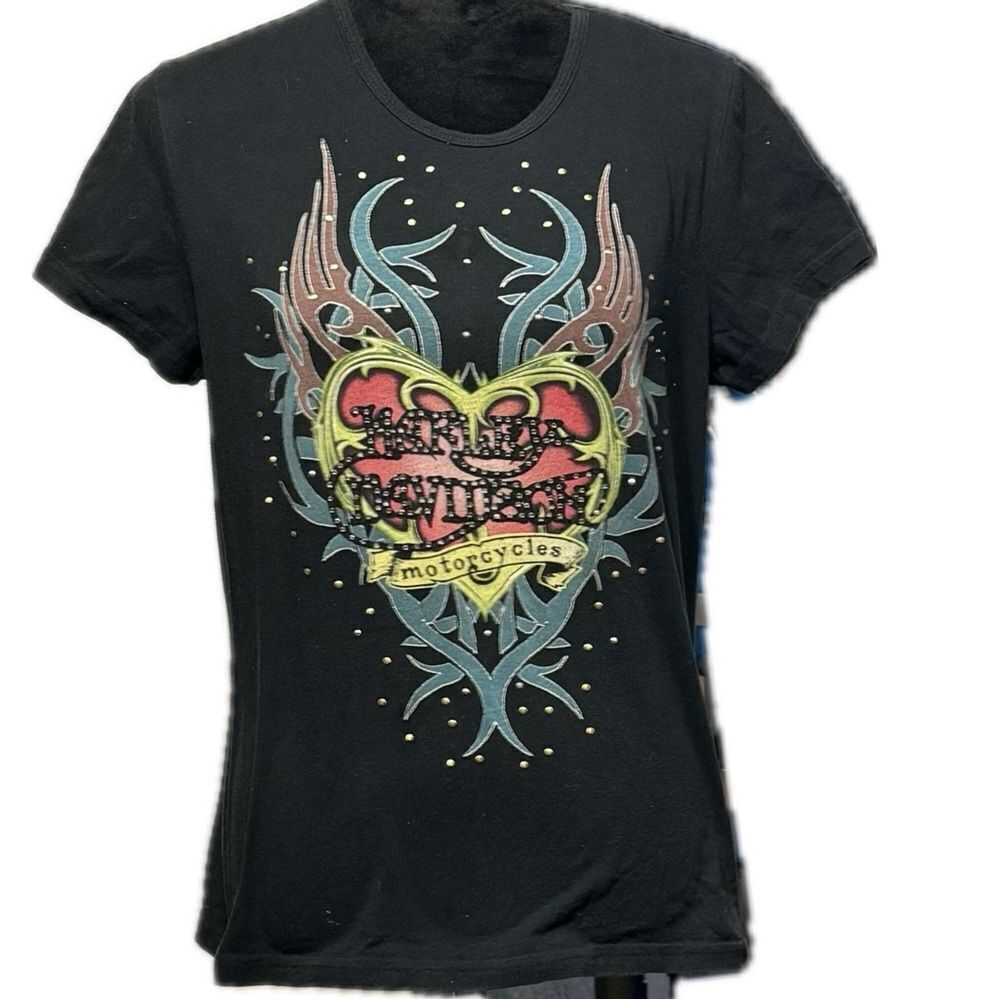 Vintage Harley Davidson Junior‘s large heart, tattoo, cyber grunge